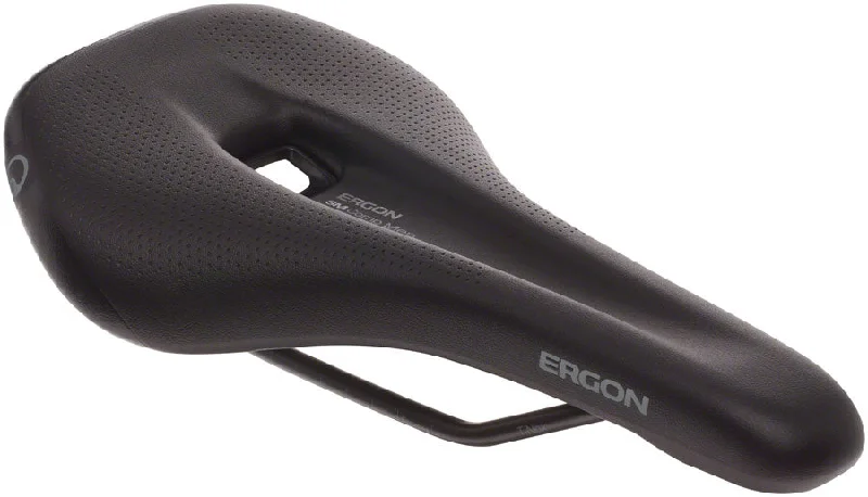 Bicycle riding shoes with back logos-Ergon SM Comp Saddle - Steel Stealth Mens Medium/Large