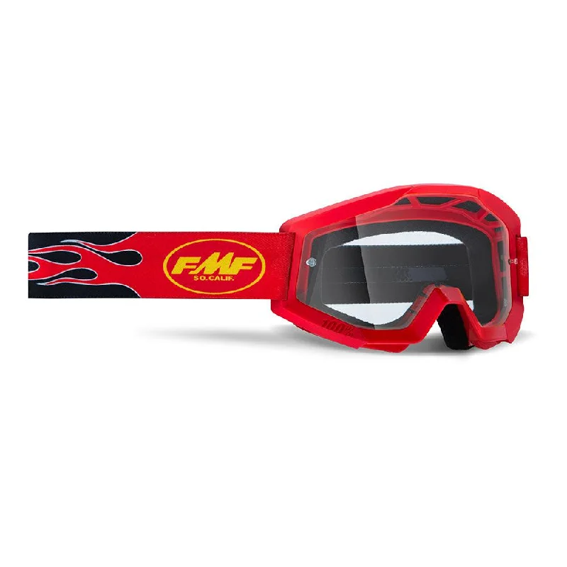 Bike shoes with side system-FMF POWERCORE GOGGLE - FLAME RED (CLEAR)