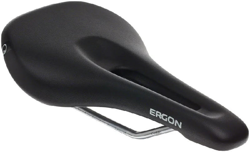 Bike shoes with back guards-Ergon SM Saddle - Chromoly Black Womens Small/Medium