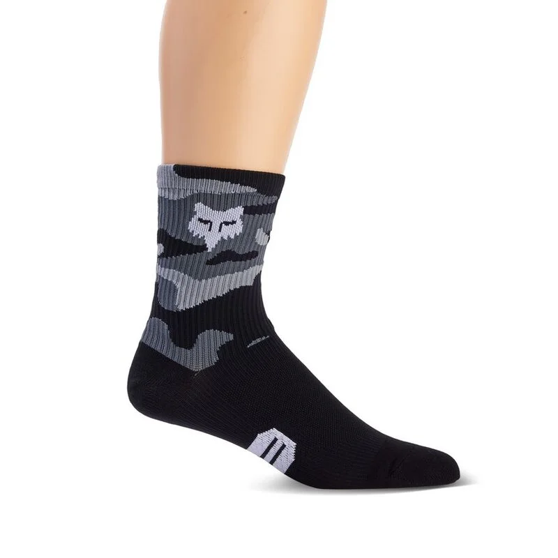 Bicycle socks with front logos-Fox Racing 6" Ranger Sock - Black Camo