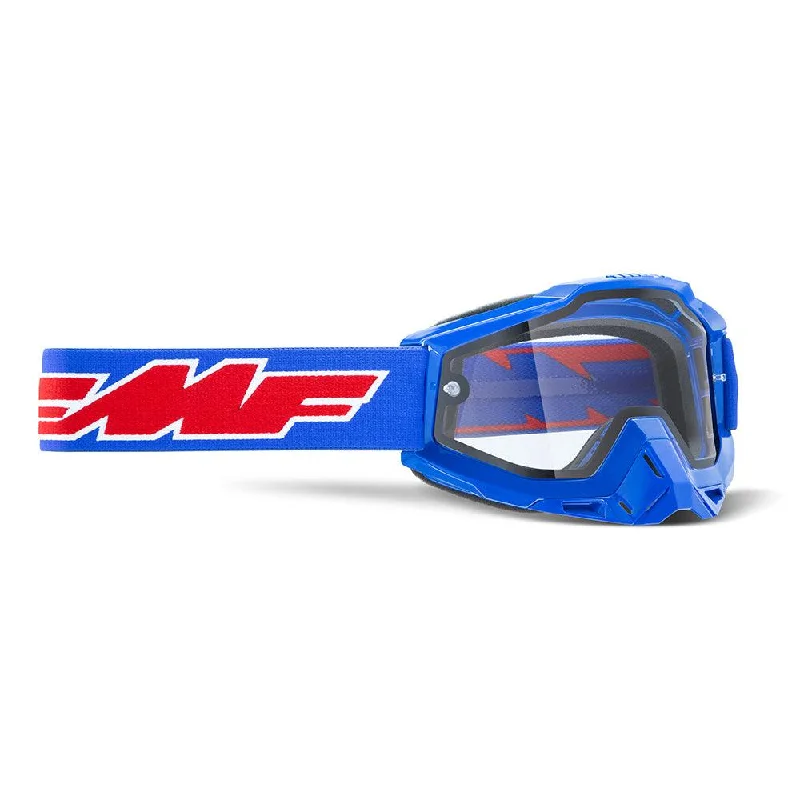 Bike riding vest with front straps-FMF POWERBOMB ENDURO GOGGLE - ROCKET BLUE DUAL PANE CLEAR