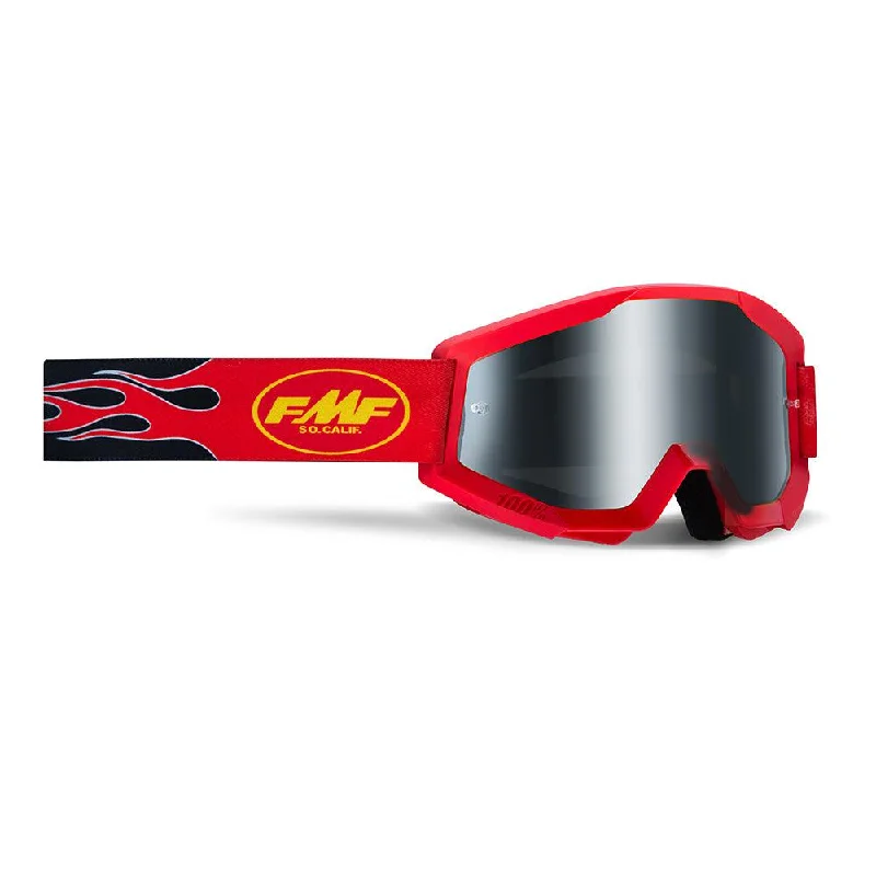 Bike helmet with straps fit-FMF POWERCORE SAND GOGGLE - FLAME RED (SMOKE)