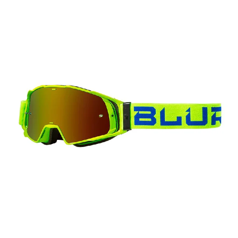 Bike helmet with fit system-BLUR B-20 FLAT 2020 GOGGLE - HIVZ/BLUE (RADIANT RED)