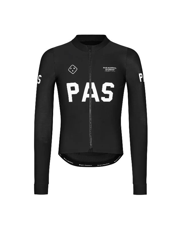 Bicycle rain jacket with front logos-PAS Mechanism Long Sleeve Jersey - Black