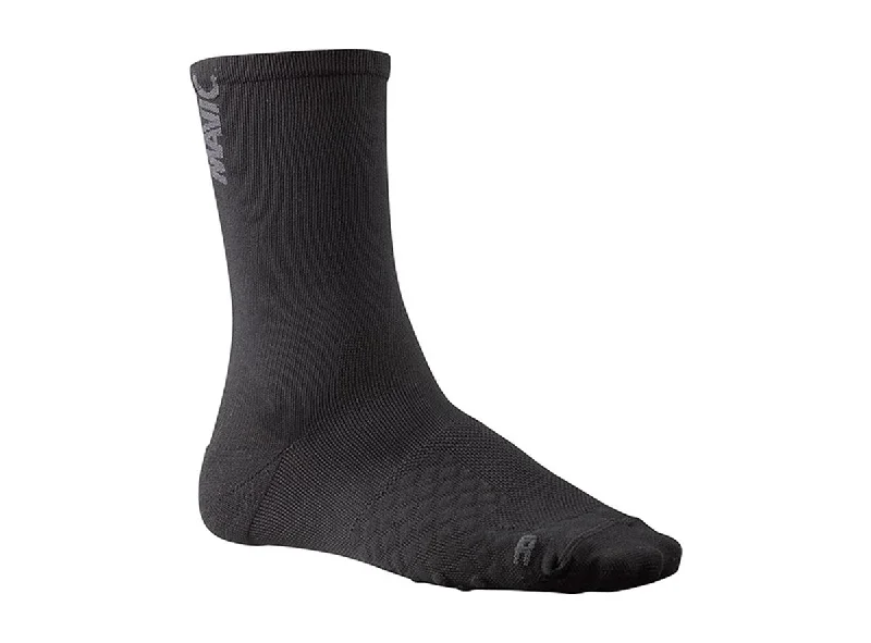 Bike riding shoes with side logos-Mavic Comete Sock - Black-Asphalt