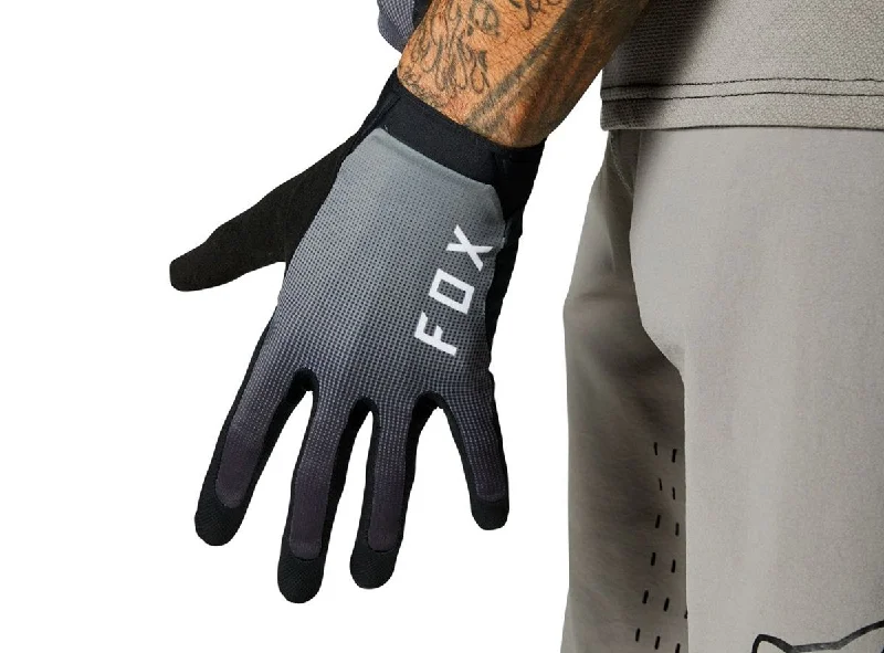 Cycling gloves with front logos-Fox Racing Flexair Ascent MTB Glove - Steel Gray