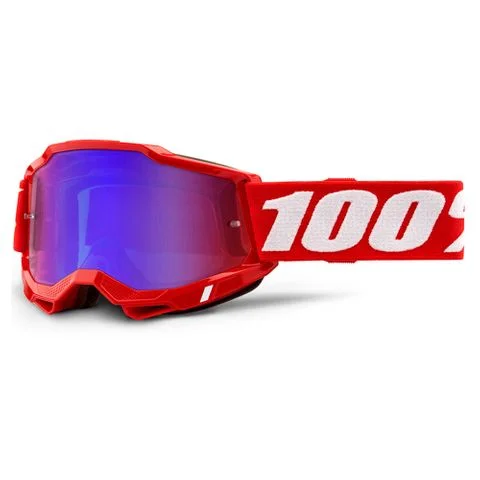 Bike helmet with side fit-100% ACCURI 2 GOGGLE - RED (RED/BLUE MIRROR)