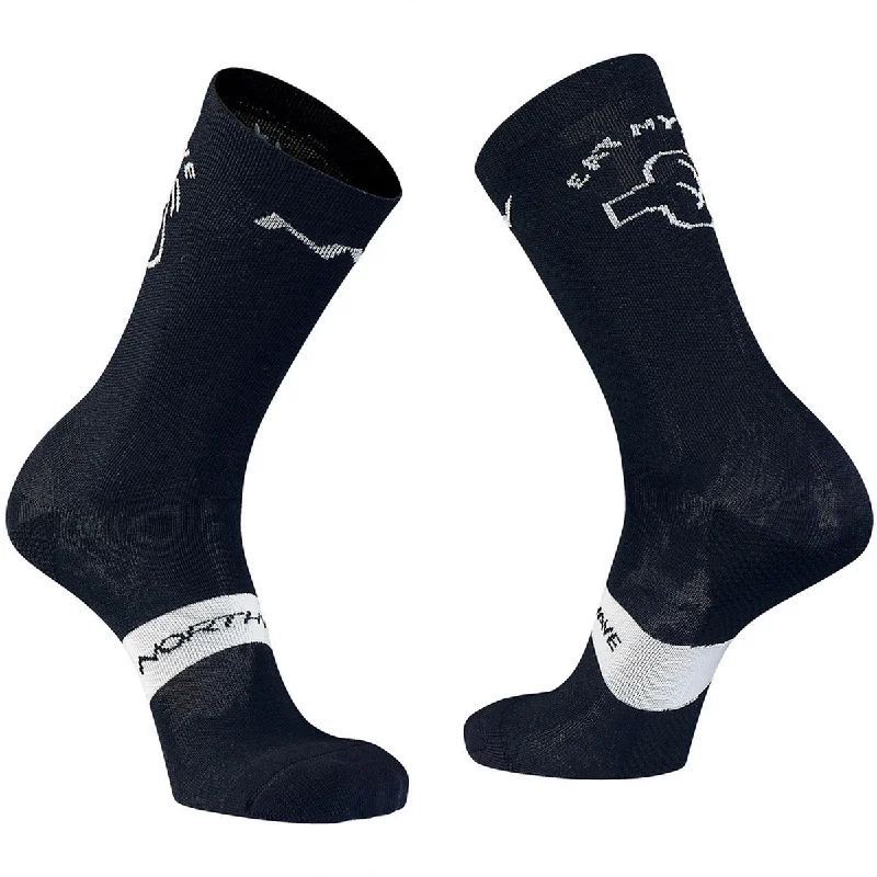 Bicycle socks with straps system-Calze Northwave Eat My Dust winter - Nero