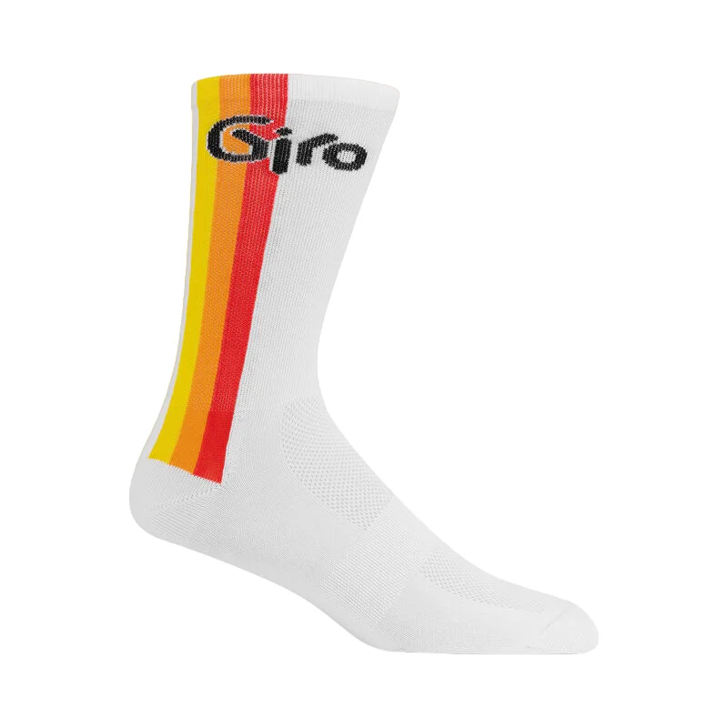 Bicycle arm sleeves with padding-Giro Comp Racer 6" High Rise Sock - '85 White