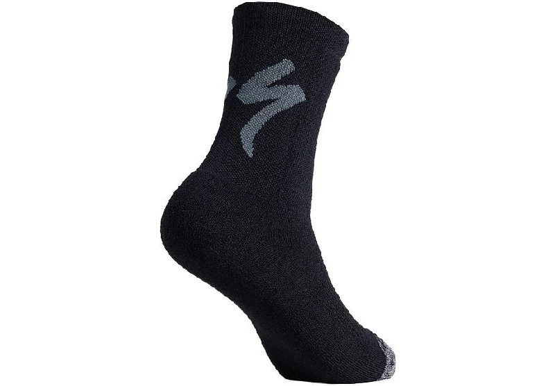 Bicycle helmet for road trips-Specialized Merino Deep Winter Tall Logo Sock