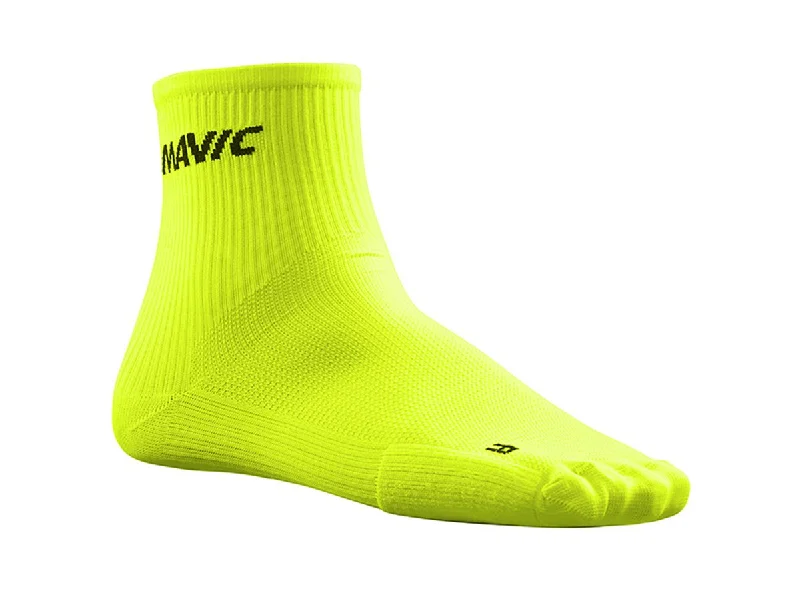 Bike riding knee pads with logos-Mavic Cosmic 6" Mid Sock - Safety Yellow