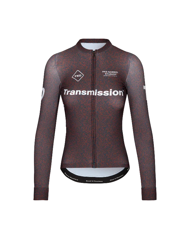 Bicycle jersey for road trips-Women's T.K.O. Mechanism Long Sleeve Jersey - Mahogany Transmission