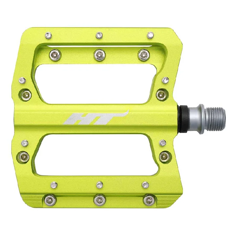 Bicycle socks with straps system-HT Components AN14A Nano Platform Pedals Body: Aluminum Spindle: Cr-Mo 9/16 Green Pair