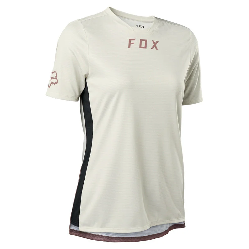 Bike riding vest with back straps-Fox Racing Defend Short Sleeve MTB Jersey - Womens - Bone