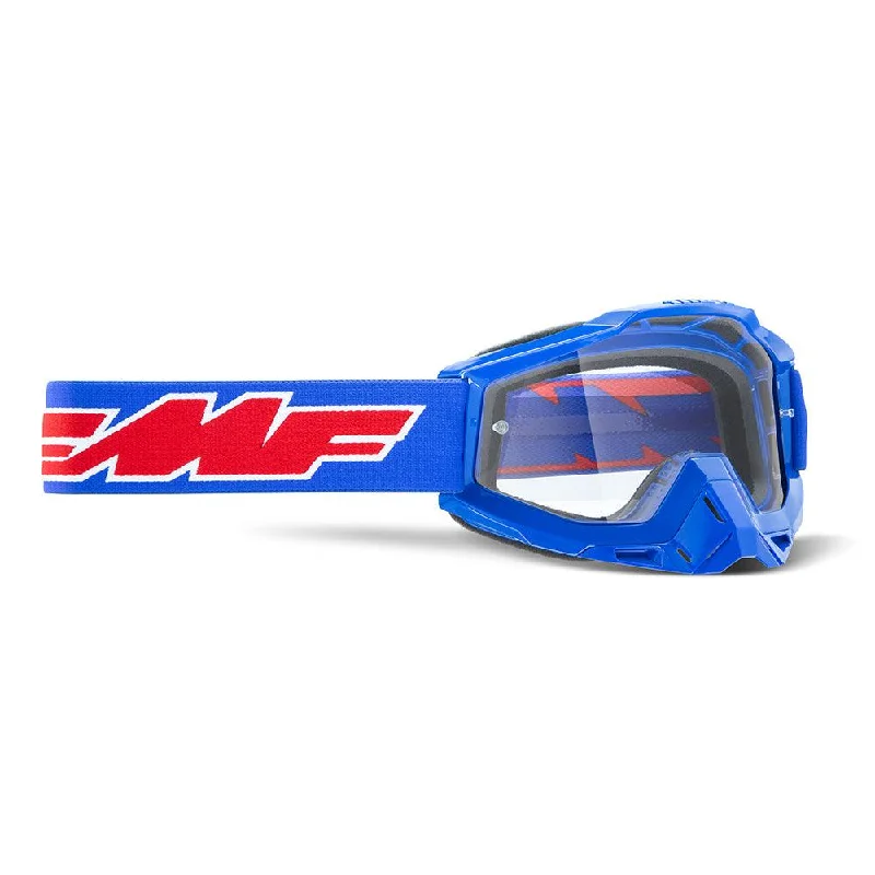 Bike gloves with side vents-FMF POWERBOMB OTG GOGGLE - ROCKET BLUE (CLEAR)