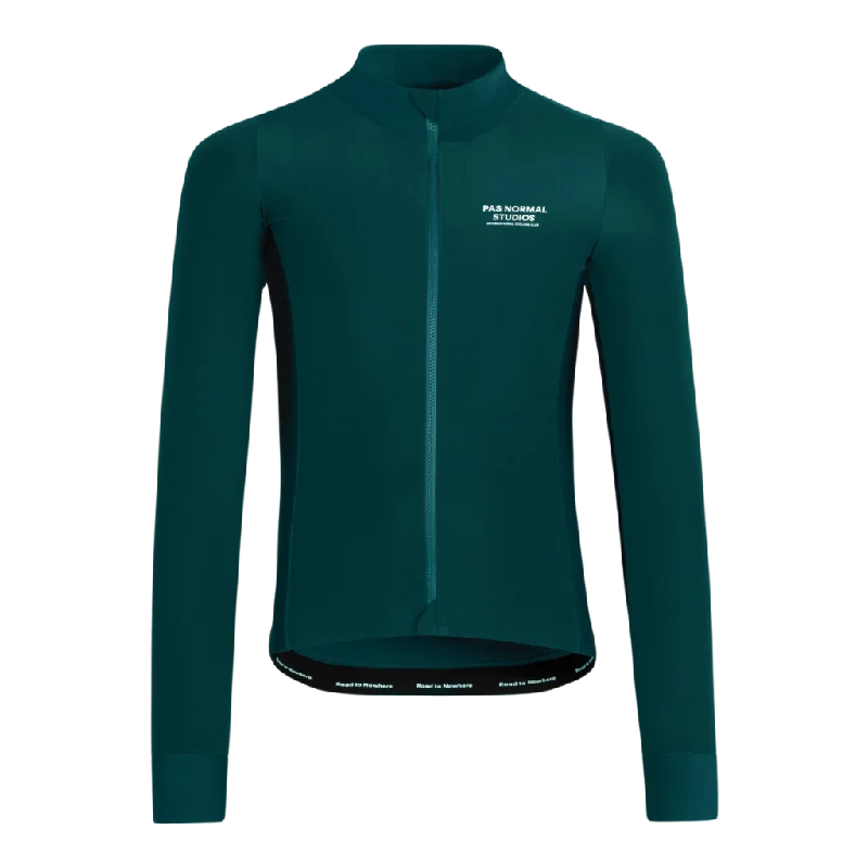 Bicycle socks with front vents-Mechanism Thermal Long Sleeve Jersey - Teal