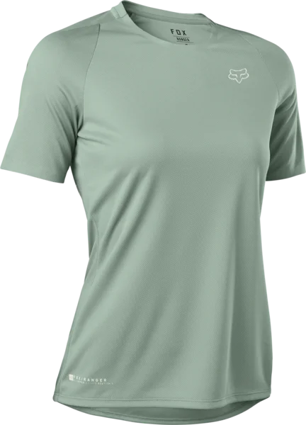 Bike helmet with side padding-Fox Racing Ranger Power Dry® Short Sleeve MTB Jersey - Womens - Eucalyptus