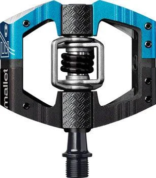 Bicycle arm warmers with straps-Crank Brothers Mallet Enduro Pedals - Dual Sided Clipless with Platform, Aluminum, 9/16", Blue/Black, Long Spindle