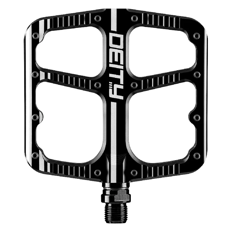 Bike helmet with side padding-Deity Flat Trak Pedals Black