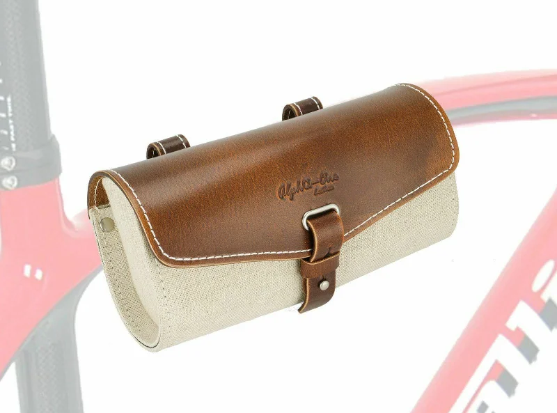 Cycling shorts for trail biking-Vintage Bike Genuine Leather Linen Saddle Bicycle Vintage Tool Under Seat Bag