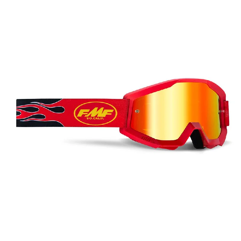 Bike shoes with guards system-FMF POWERCORE GOGGLE - FLAME RED (MIRROR RED)