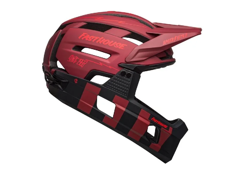 Bike shoes for trail riding-Bell Super Air R MIPS Full Face Helmet - Matt Red-Black - 2021