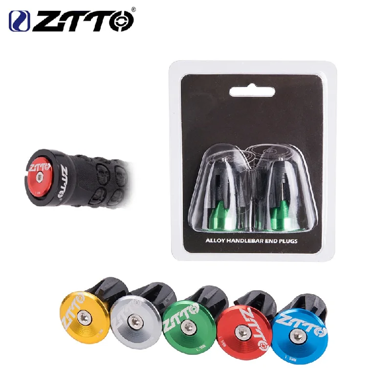 Cycling jacket with front fit-ZTTO Bicycle Parts Bicycle Handlebar End Plugs Handle Bar Caps Aluminum Alloy Handle Grip Bar End Stoppers 1 Pair