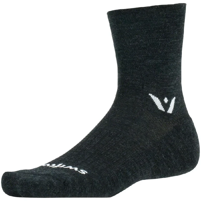 Bike shoes with front logos-Pursuit Four Wool Bike Socks - Black/White