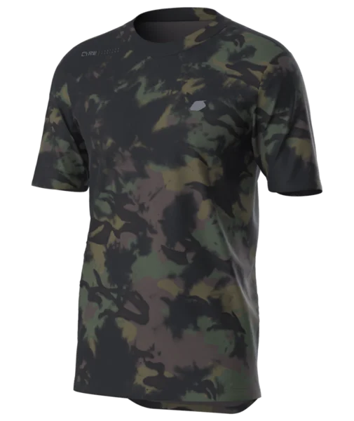 Bike helmet with front system-Troy Lee Designs Flowline Short Sleeve MTB Jersey - Covert - Army Green - 2023