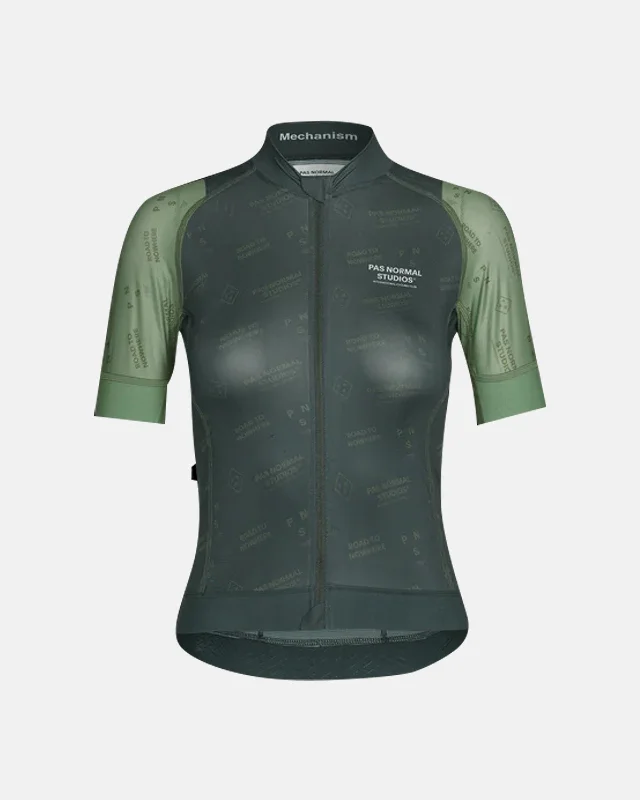 Bike jersey with elastic hem-Women's Mechanism Late Drop Jersey - Green