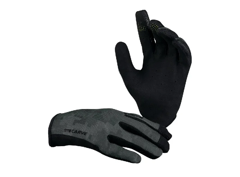 Bike gloves with side logos-iXS Carve MTB Glove - Black Camo