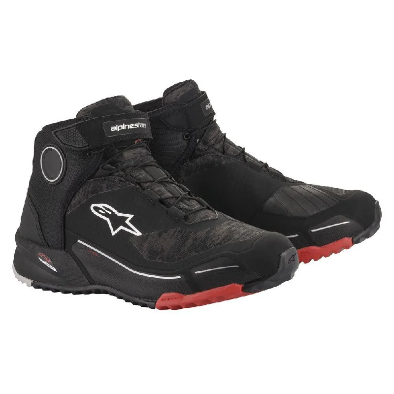 Bicycle riding tights with straps guards-ALPINESTARS CRX DRYSTAR SHOES - BLACK CAMO/RED