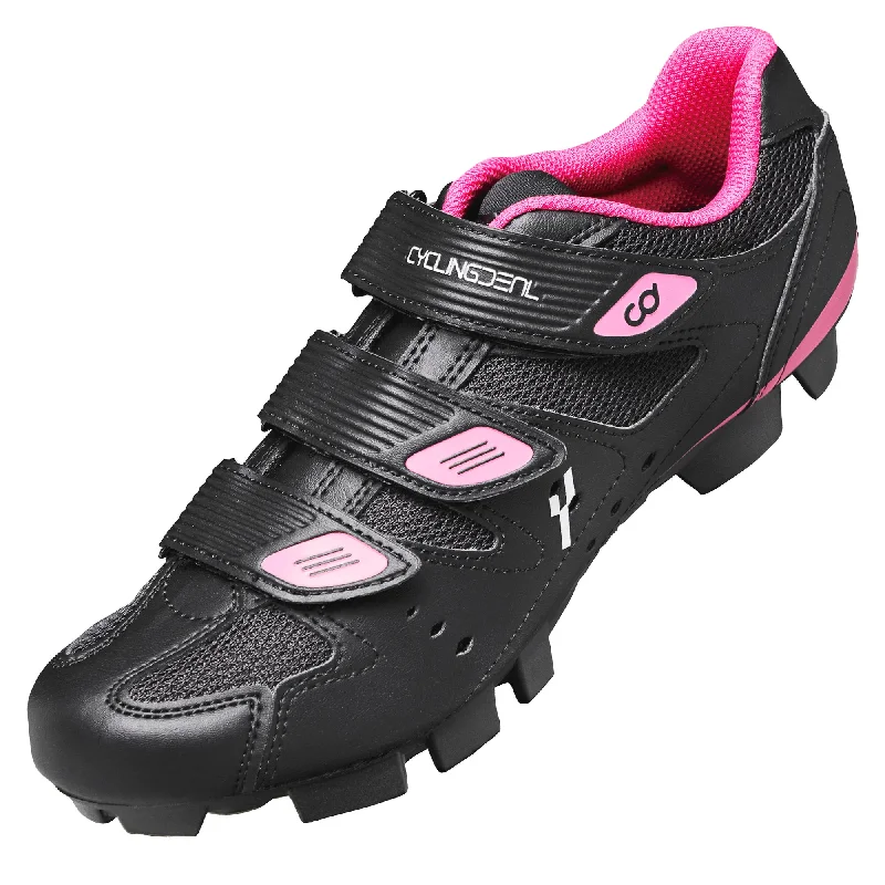 Bike shoes with back logos-CyclingDeal Mountain Bike Bicycle Women's MTB Cycling Shoes Compatible with Shimano SPD and CrankBrothers Cleats