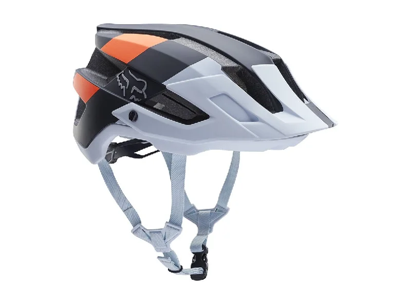 Bicycle jersey with side straps-Fox Racing Flux MTB Helmet - Ltd Edition - Black-White-Orange - Fall 2018