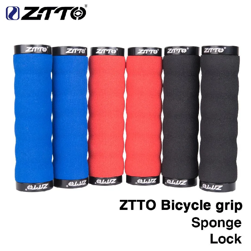 Bicycle riding shoes with side fit-ZTTO Bicycle Parts MTB Comfortable Sponge Shock-Proof Anti-Slip Lock Grips For Mountain Bike Bicycle With Bar Plug AG30 1Pair