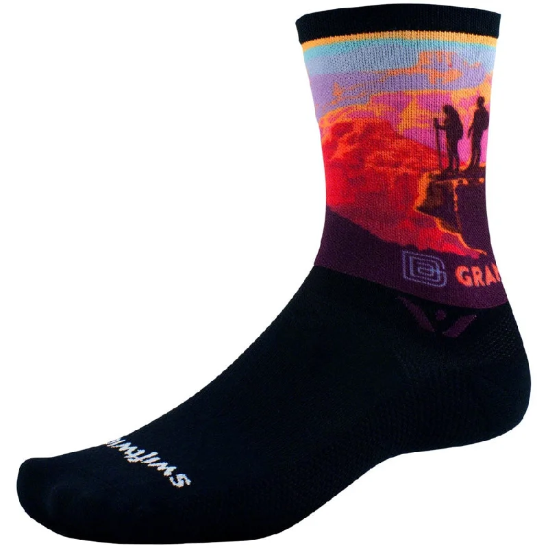 Bicycle riding tights with back logos-Vision Six Impression National Park Bike Socks - Canyon Lookout