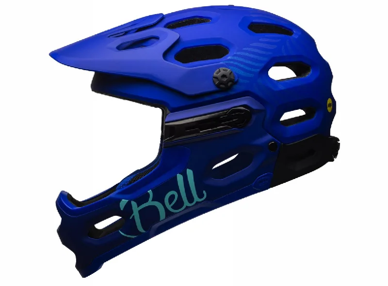 Bicycle jersey with side vents-Bell Super 3R MIPS Joy Ride MTB Helmet - Womens - Matt Cobalt-Pearl