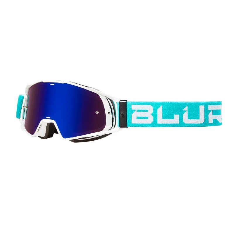 Bike gloves with back fit-BLUR B-20 FLAT 2020 GOGGLE - TEAL/WHITE (RADIANT BLUE)