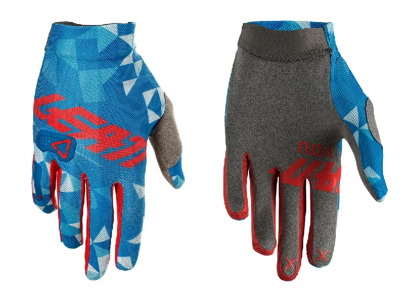 Bike gloves with front guards-Leatt GPX 2.5 X-Flow MTB Glove - Blue-Red - 2018