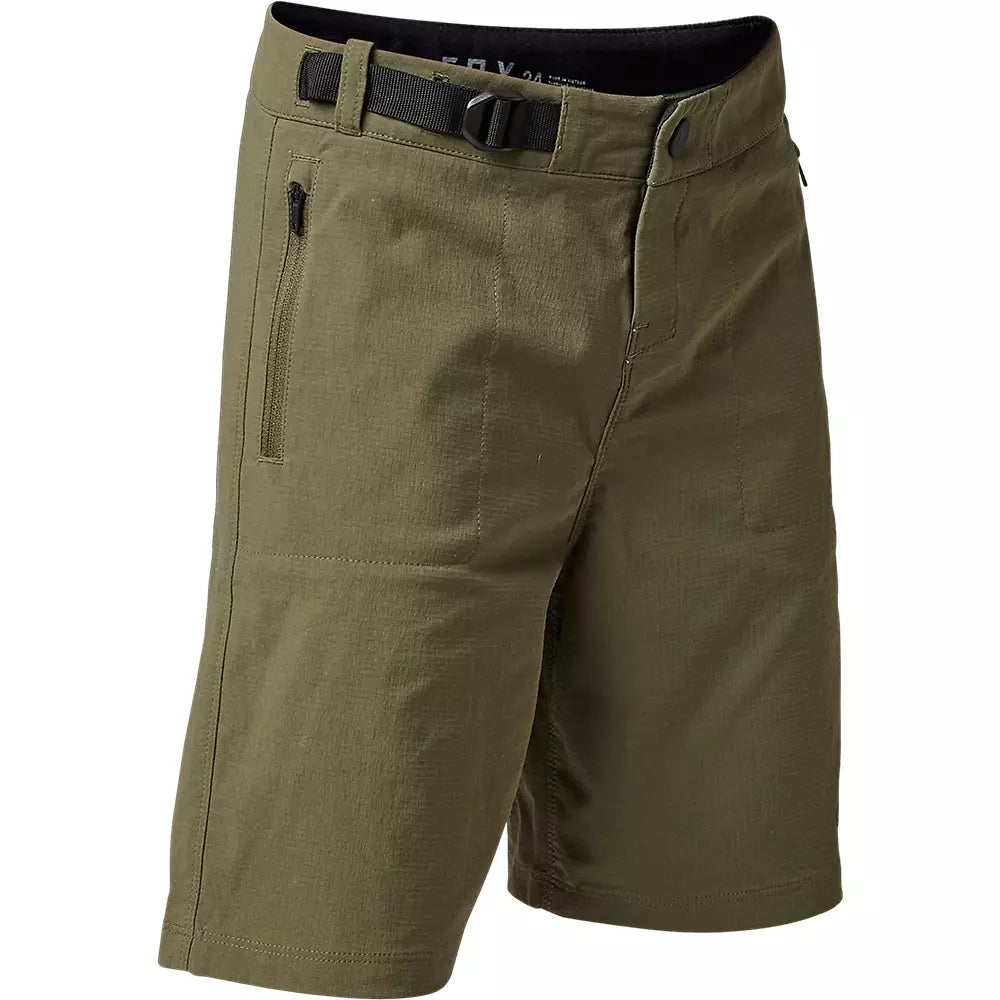 Bicycle jersey with front guards-Fox Racing Ranger MTB Short - With Liner - Youth - Olive Green