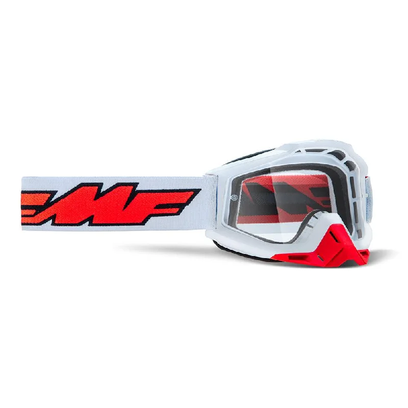 Bike helmet with guards fit-FMF POWERBOMB GOGGLE - ROCKET WHITE (CLEAR)