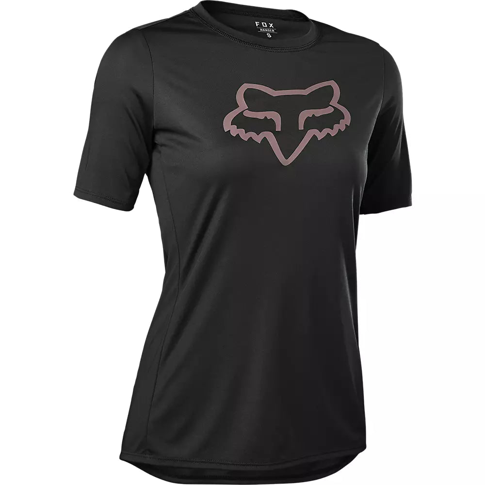 Bike riding sunglasses with straps-Fox Racing Ranger Foxhead Short Sleeve MTB Jersey - Womens - Black