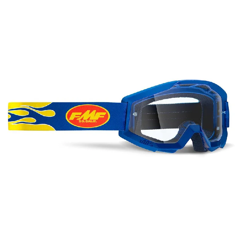 Bike gloves with front system-FMF POWERCORE GOGGLE - FLAME NAVY (CLEAR)