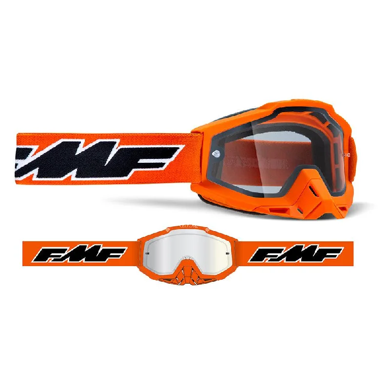 Cycling jacket with back straps-FMF POWERBOMB ENDURO GOGGLE - ROCKET ORANGE DUAL PANE CLEAR