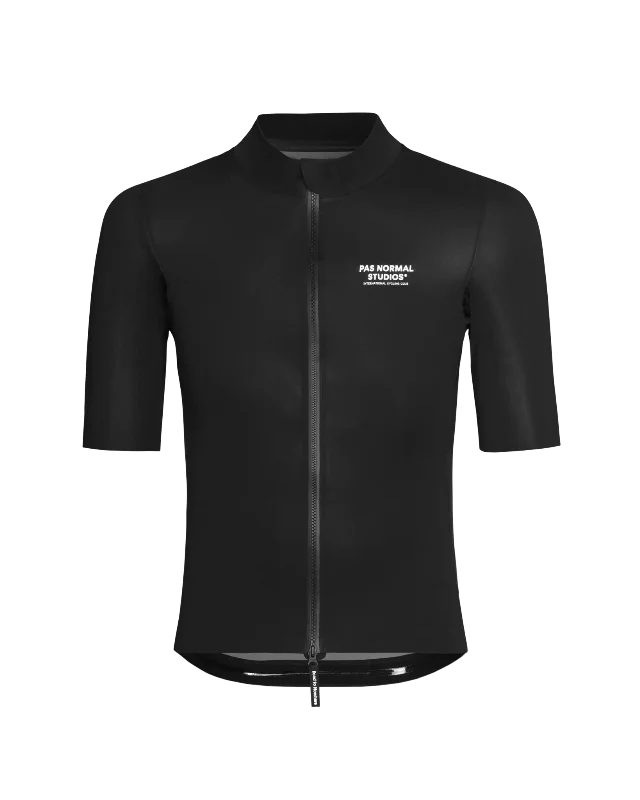 Cycling rain jacket with straps-Mechanism Pro Rain Jersey - Black