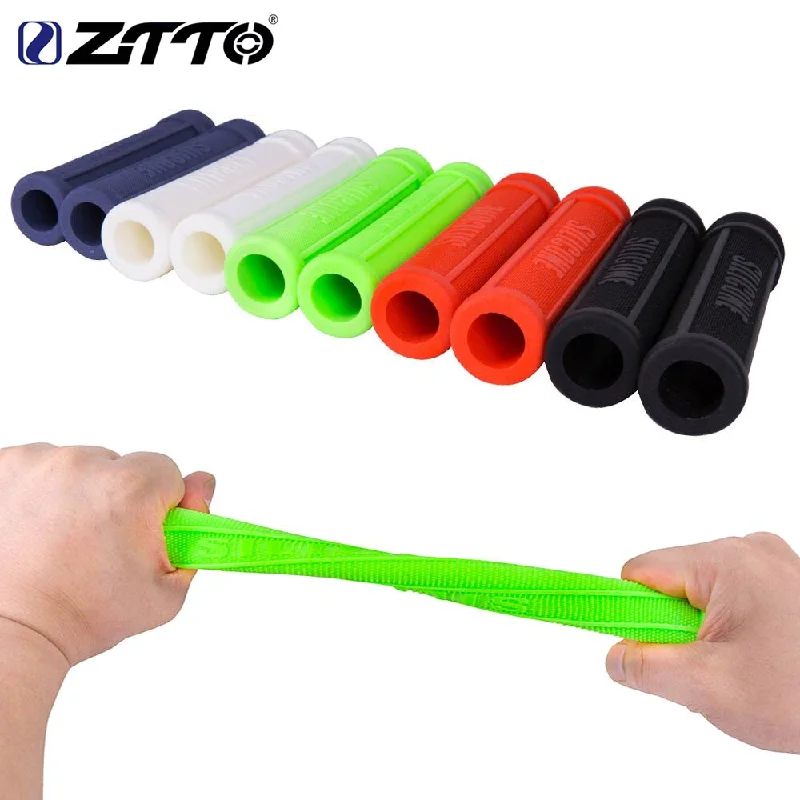 Bicycle socks with side straps-ZTTO 1 Pair Pure Silicone Gel Durable Shock-Proof Anti-Slip Bicycle Grips with Bar Plug For MTB Mountain Bike Road Bicycle Parts