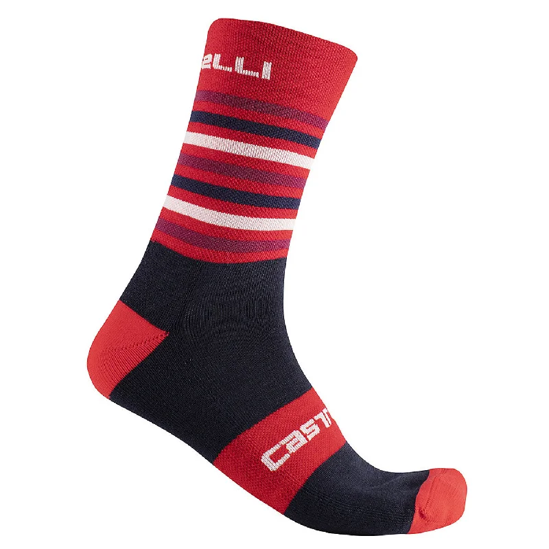 Bicycle riding socks with logos-Calze Castelli Gregge 15 - Rosso