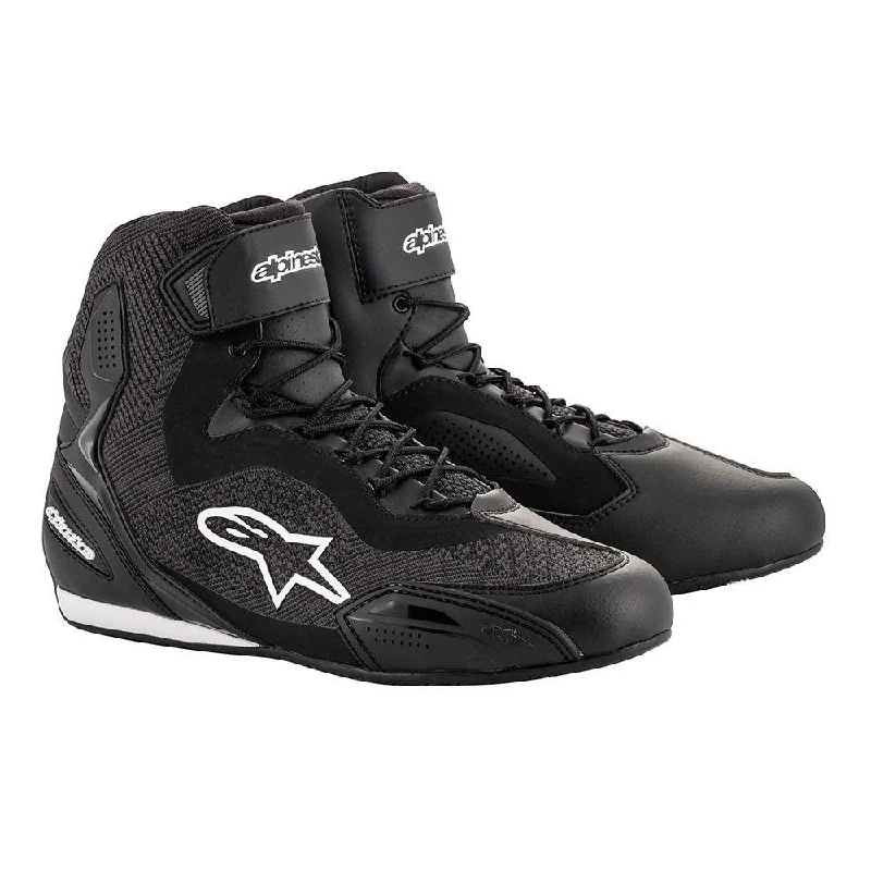 Bike shoes with side guards-ALPINESTARS FASTER V3 RIDEKNIT SHOES - BLACK