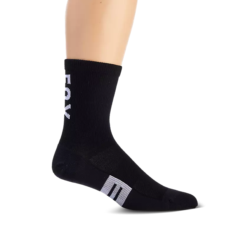 Bicycle socks with side logos-Fox Racing 6" Flexair Merino Sock - Black - 2024