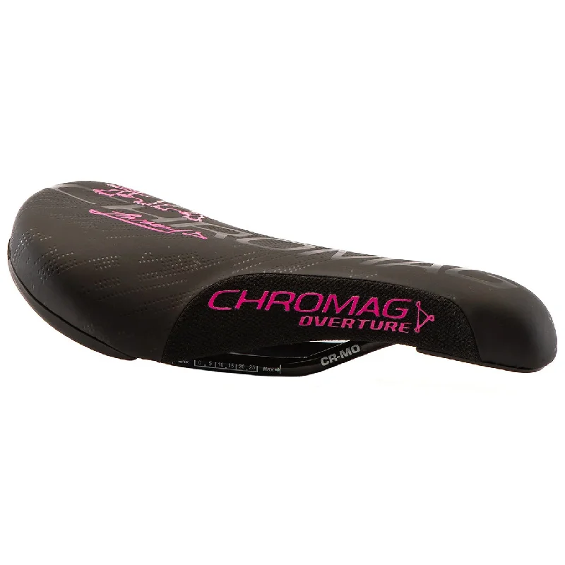 Bike helmet with mesh lining-Chromag Overture Saddle CrMo Rails - Black/Pink